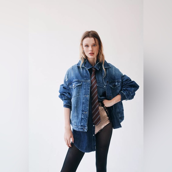 Free People We The Free All In Denim Jacket NWT Size XL - Picture 9 of 11